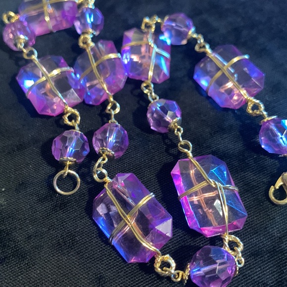 CHUNKY FAUX COSTUME AMETHYST NECKLACE PURPLE - Picture 8 of 11